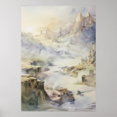 Fantasy Cliffside Festung mit Blick aufs Meer Poster (Vorne)