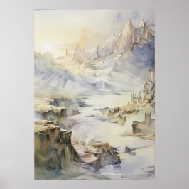 Fantasy Cliffside Festung mit Blick aufs Meer Poster