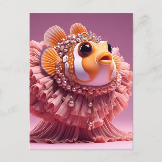 Fantasy Clownfish in einem Kleid Postkarte (Vorderseite)