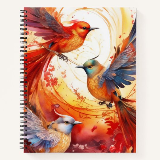 Fantasy Colorful Bird-Notebook Notizblock (Vorderseite)