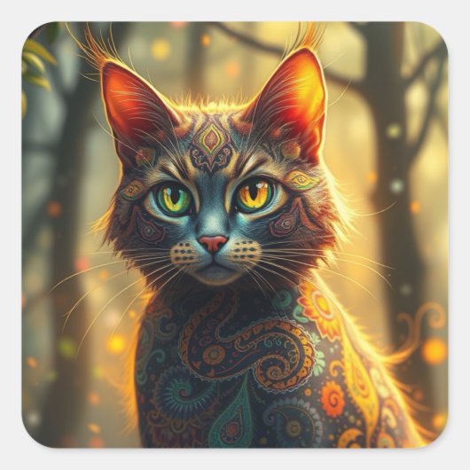 Fantasy Colorful Cat Stickers (Vorderseite)