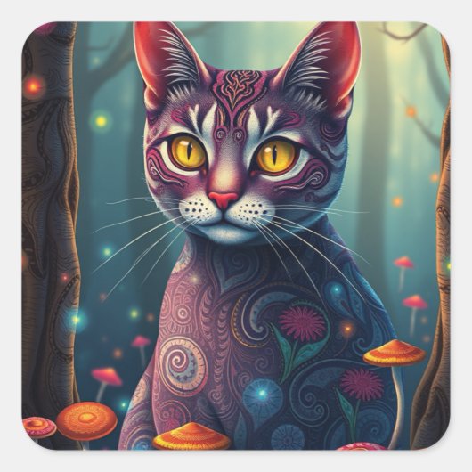 Fantasy Colorful Cat Stickers (Vorderseite)