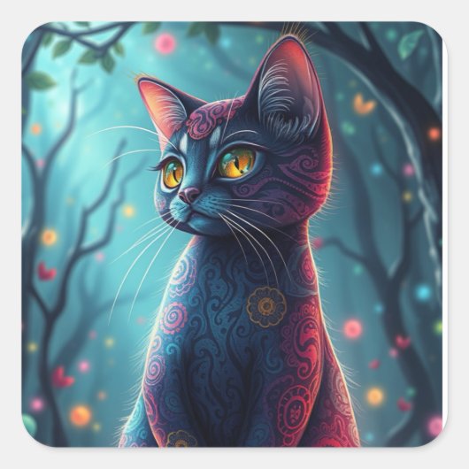 Fantasy Colorful Cat Stickers (Vorderseite)