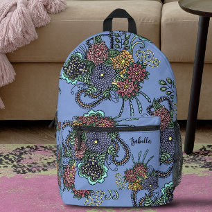 Fantasy Colorful Doodle Blume auf dem Lila Lavende Bedruckter Rucksack