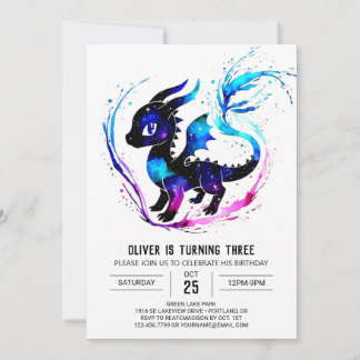 Fantasy Colorful Dragon Digital Boy Geburtstag Einladung