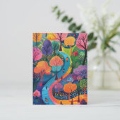 Fantasy Colorful Forest Path Postkarte (Stehend Vorderseite)