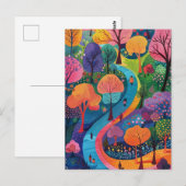 Fantasy Colorful Forest Path Postkarte (Vorne/Hinten)