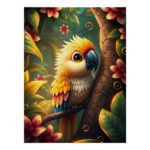 Fantasy Colorful Parrot Poster