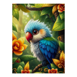 Fantasy Colorful Parrot Poster