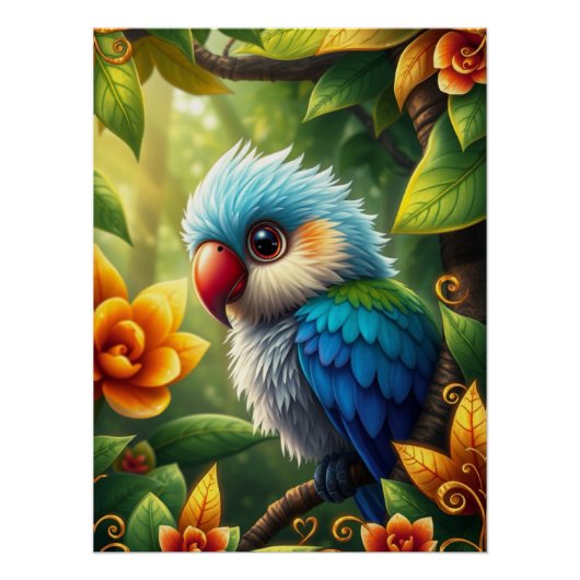 Fantasy Colorful Parrot Poster (Vorderseite)