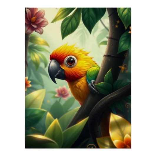Fantasy Colorful Parrot Poster (Vorderseite)