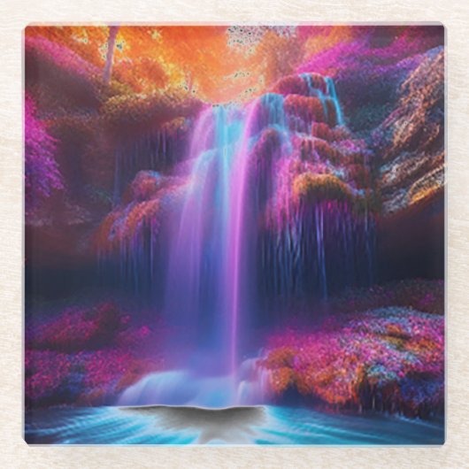 Fantasy Colorful Wasserfall Glasuntersetzer (Vorderseite)