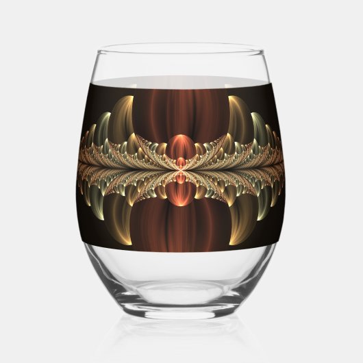 Fantasy Construction Shiny Abstrakt Fraktal Art Weinglas Ohne Stiel (Rückseite)