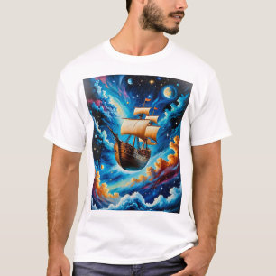 Fantasy Cosmic Ship Voyage T - Shirt für Träumer
