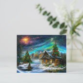 Fantasy Cottage zu Weihnachten mit Christbaum Postkarte (Stehend Vorderseite)