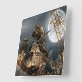 Fantasy Crane Operator Männer in der Bucket Trust  Quadratische Wanduhr (Winkel)