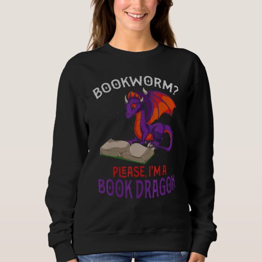 Fantasy Creature Book Reading Bookworok Drago Sweatshirt (Vorderseite)