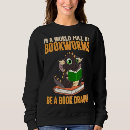 Fantasy Creature Book Reading Bookworok Drago Sweatshirt (Vorderseite)