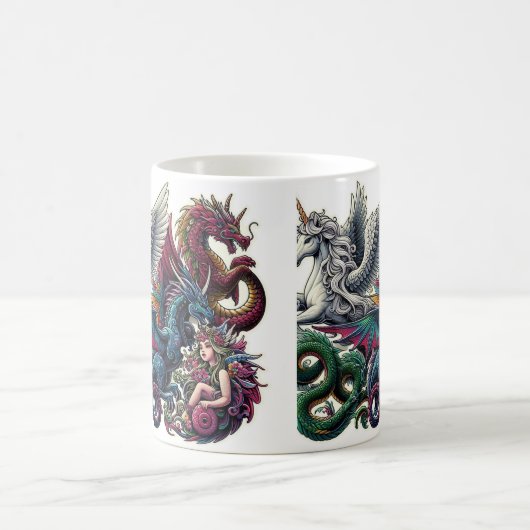 Fantasy Creatures Sticker Kaffeetasse (Mittel)