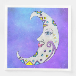Fantasy Crescent Moon Face farbenfroh dekoriert Sk Serviette