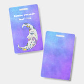 Fantasy Crescent Moon mit Face Decorations Lila Ausweis (Vorder- & Rückseite)