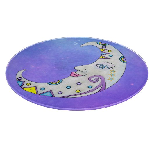 Fantasy Crescent Moon mit Face farbigen Formen Schneidebrett (Ecke)