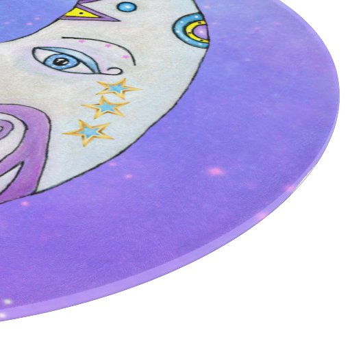 Fantasy Crescent Moon mit Face farbigen Formen Schneidebrett (Ecke)