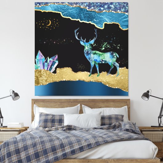 *~* Fantasy Crystal Deer Celestial GLITZER AP8 Leinwanddruck (Insitu (Schlafzimmer))