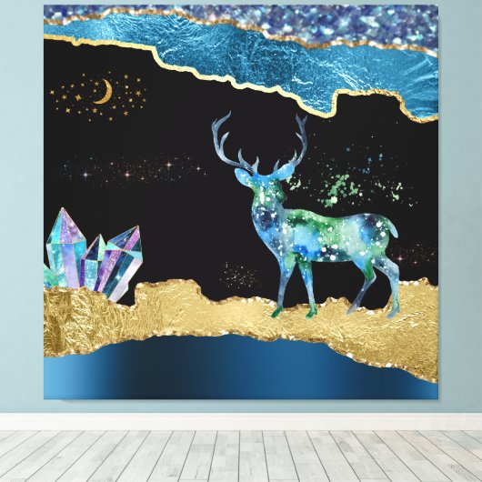 *~* Fantasy Crystal Deer Celestial GLITZER AP8 Leinwanddruck (Insitu (Holzboden))