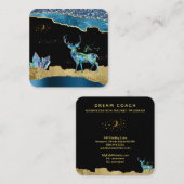 *~* Fantasy Crystal Deer Celestial Gold Glitzer Quadratische Visitenkarte (Vorne/Hinten)