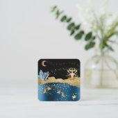 *~* Fantasy Crystal Goddess Celestial Cancer Gold Quadratische Visitenkarte (Stehend Vorderseite)