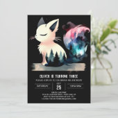 Fantasy Custom Cat Geburtstag Einladung (Stehend Vorderseite)