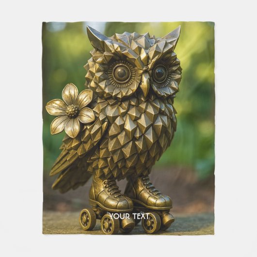 Fantasy Cute Brass Owl Skates Fleecedecke (Vorderseite)
