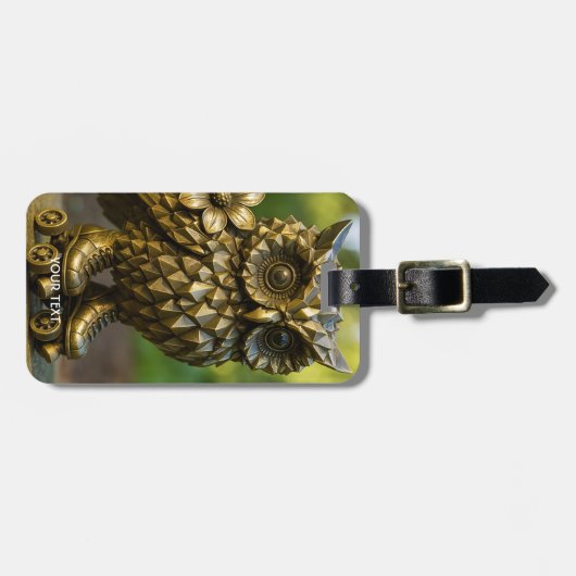 Fantasy Cute Brass Owl Skates Gepäckanhänger (Vorderseite horizontal)