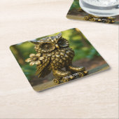 Fantasy Cute Brass Owl Skates Rechteckiger Pappuntersetzer (angewinkelt)