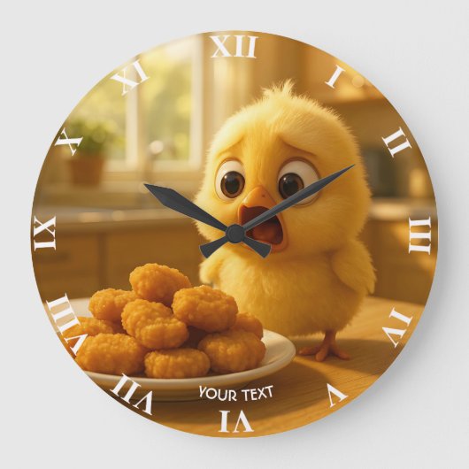 Fantasy Cute Chicken Nuggets Baby Große Wanduhr (Vorderseite)
