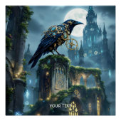 Fantasy Cute Clockwork Raven Cathedral Poster (Vorderseite)