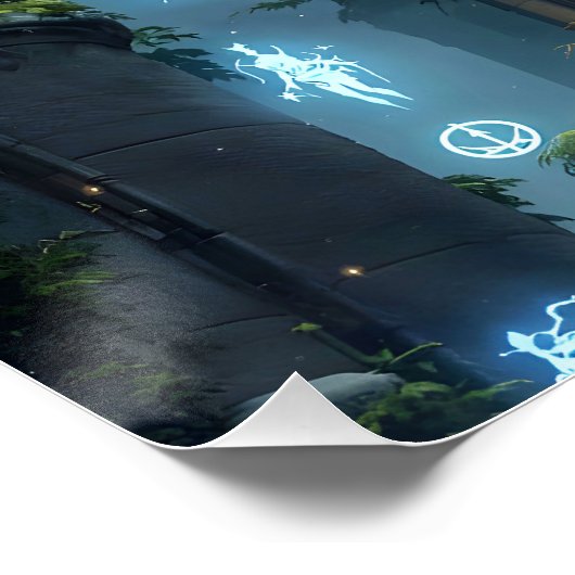 Fantasy Cute Clockwork Raven Cathedral Poster (Ecke)