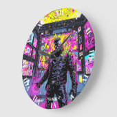 Fantasy Cute Glitch In Gallery Große Wanduhr (Winkel)