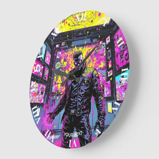 Fantasy Cute Glitch In Gallery Große Wanduhr (Winkel)