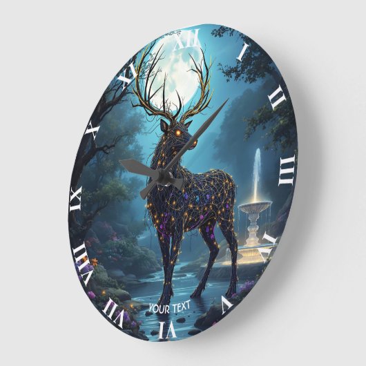 Fantasy Cute Moon Deer Night Große Wanduhr (Winkel)