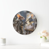 Fantasy Cute Mouse Painting Mouse Große Wanduhr (Zuhause)