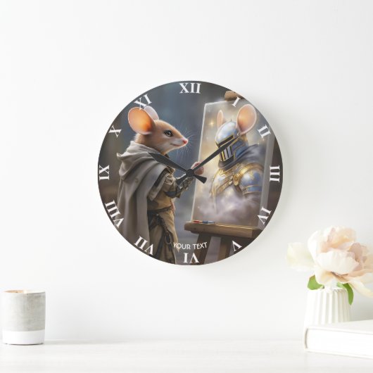 Fantasy Cute Mouse Painting Mouse Große Wanduhr (Zuhause)