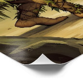 Fantasy Cute Neandertals Playing Tennis Poster (Ecke)