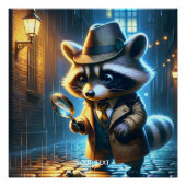 Fantasy Cute Night Racoon Detective Poster (Vorderseite)
