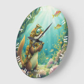 Fantasy Cute Otter Steampunk Suit Große Wanduhr (Winkel)