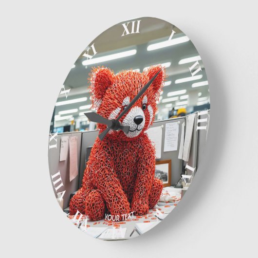 Fantasy Cute Paper Clip Bear Große Wanduhr (Winkel)