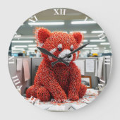 Fantasy Cute Paper Clip Bear Große Wanduhr (Vorderseite)