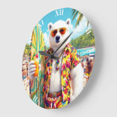 Fantasy Cute Polar Bear Beach Große Wanduhr (Winkel)