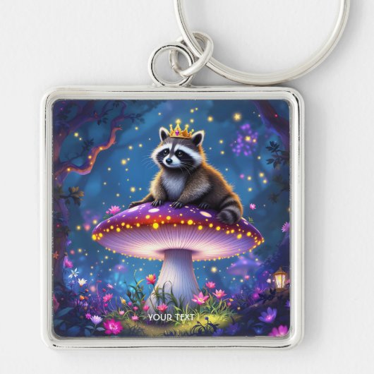 Fantasy Cute Racoon Mushroom Crown Schlüsselanhänger (Vorne)